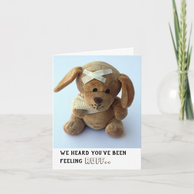 Joli chien en peluche mignon obtenir carte de bien (Devant)
