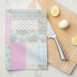 Joli chien rose Rose Faux Patchwork Serviette de c
