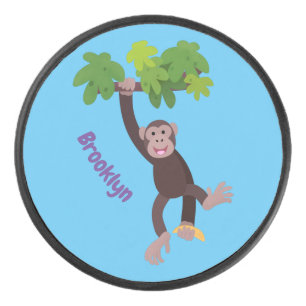 Joli chimpanzé dans la jungle suspendu dessin anim