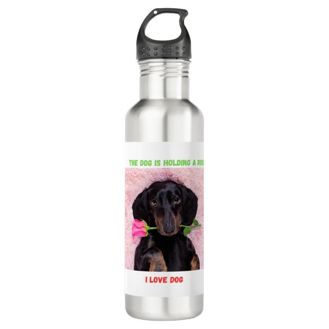 Joli chiot avec bouteille d'eau Rose pour enfants (Devant)