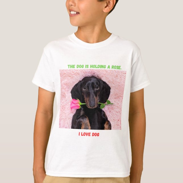 Joli chiot avec T-shirt Rose pour enfants (Devant)