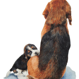 Joli chiot beagle avec maman chien