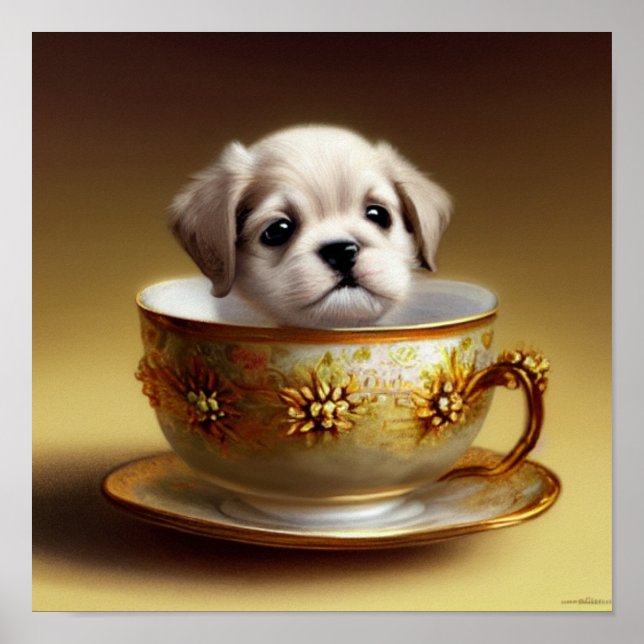 Joli chiot dans une affiche de Tea-up (Devant)