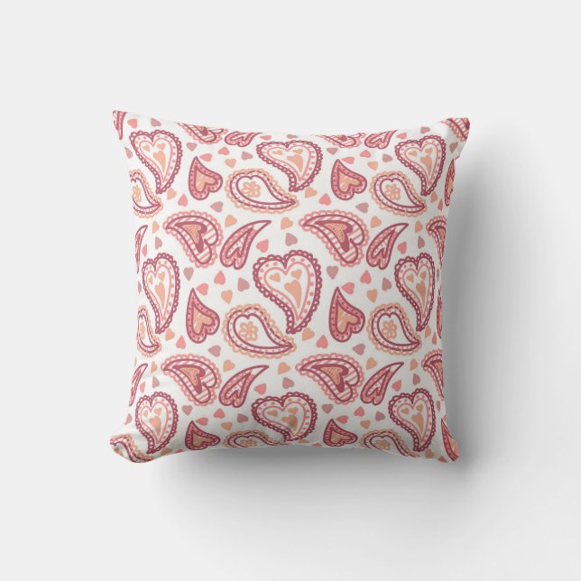 Joli Coeur Paisley Valentines Aimer Jeu Oreiller (Recto)