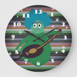 Joli compagnon de dessin animé vert, horloge de ch
