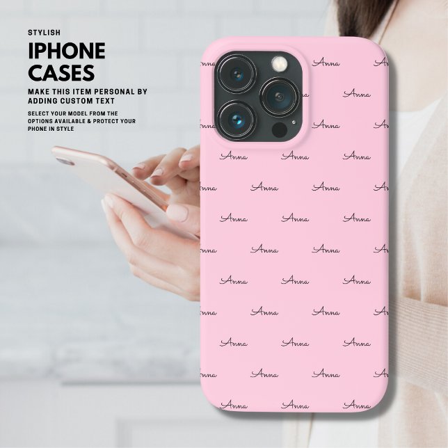 Joli coque iphone rose clair Monogramme moderne (Créateur téléchargé)