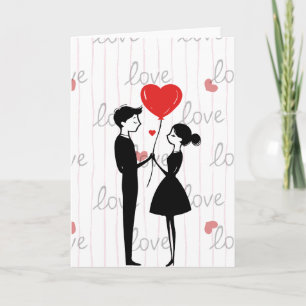 Joli Couple Amour Ballon Saint-Valentin Carte Plié
