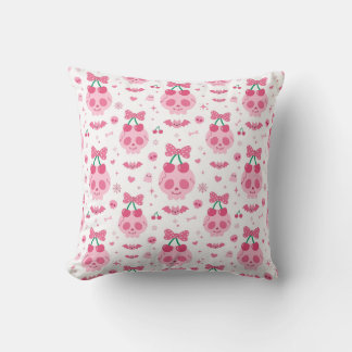 Joli Coussin à Jeter Crâne Halloween Rose - Ch Kaw