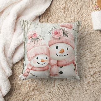 Joli coussin de famille Snowman