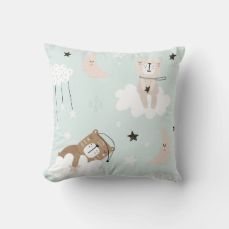 Joli Coussin de Lancer Teddy Bleu pour Nursery