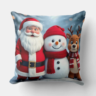 Joli coussin de Noël avec Père Noël, bonhomme de n