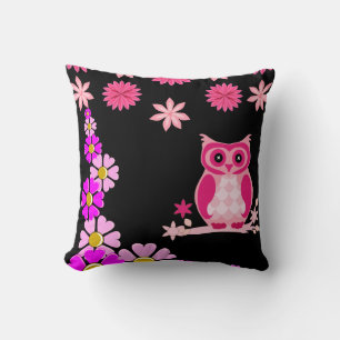 Joli Coussin Décoratif en Forme de Hibou Noir
