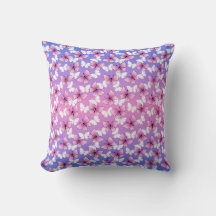 Joli Coussin Décoratif Papillon Rose et Blanc