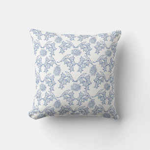 Joli coussin ethnique d'impression florale de bleu
