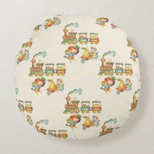 Joli Coussin Rond de Train de Pomme d'Oiseau pour