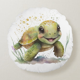 Joli Coussin rond Tortoise joyeux