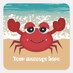 Joli crabe de plage ajouter un message autocollant