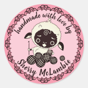 Joli crochet agneau crochet fait main avec sticker