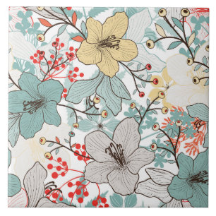 joli décor fleuri carreaux céramique