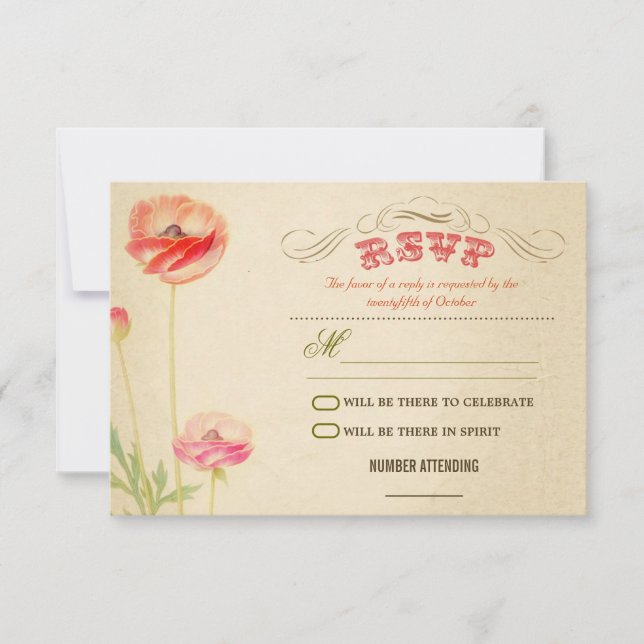 joli design vintage mariage rsvp (Devant)