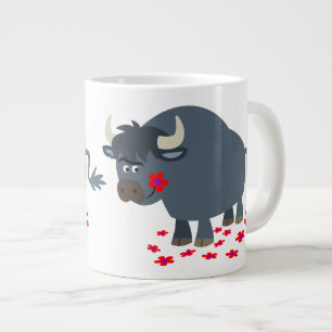 Joli dessin au taureau et en fleur rouge Jumbo Mug