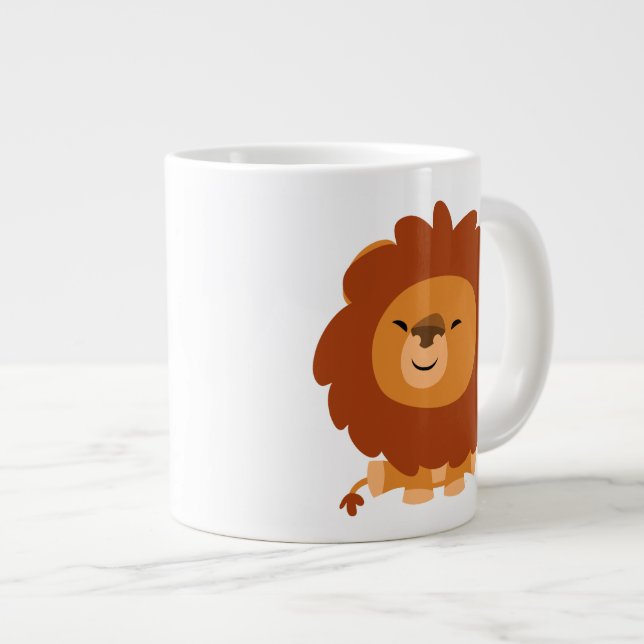 Joli Dessin Cartographié Lion Jumbo Mug (Devant droit)