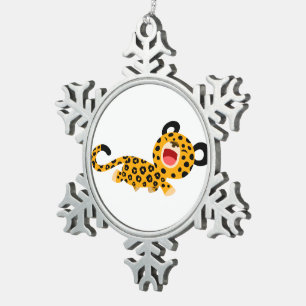 Joli dessin facétieux Leopard Pewter Ornement