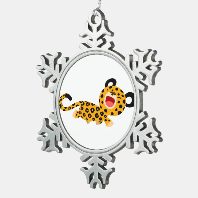 Joli dessin facétieux Leopard Pewter Ornement (Vue impression)