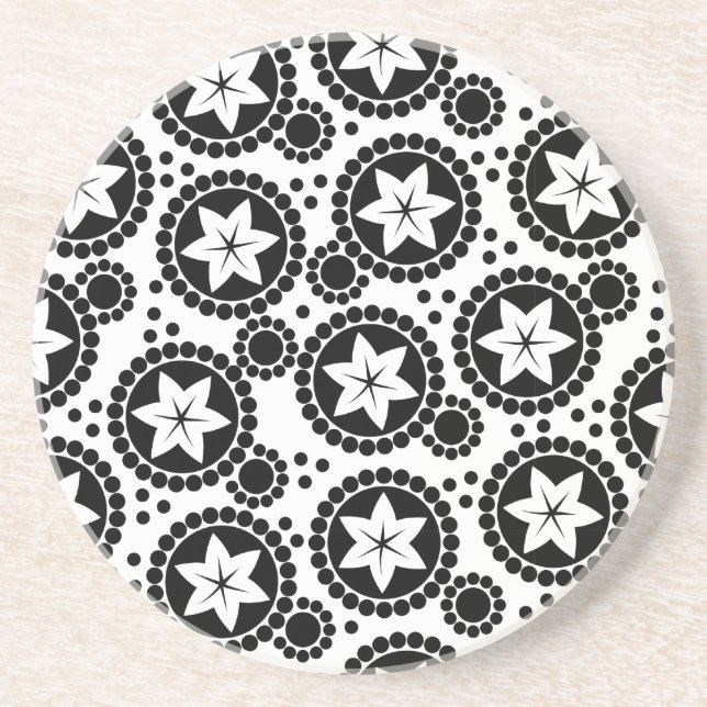 Joli dessous de verre de fleurs blanches noires (Devant)