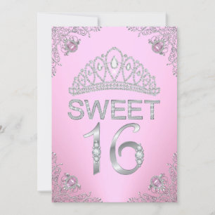Joli Diamant Rose Tiara Sweet 16 Invitation