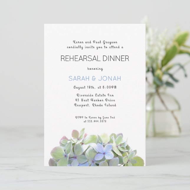 Joli dîner de répétition florale verte Invitation (Debout devant)