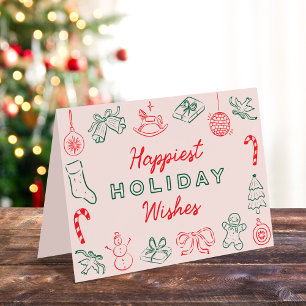 Joli Doodles de Noël sans photo Carte de vacances