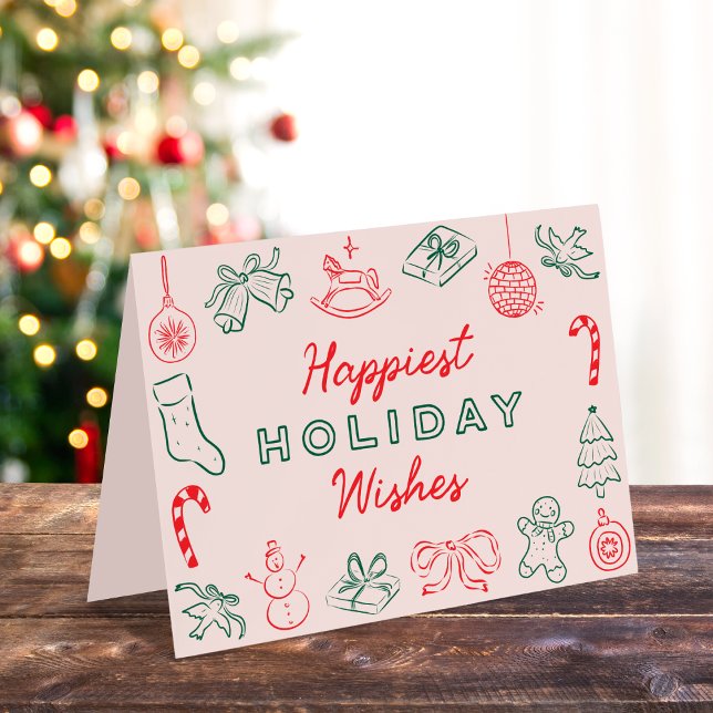 Joli Doodles de Noël sans photo Carte de vacances (Créateur téléchargé)