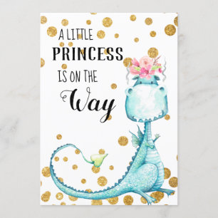 *~* Joli Dragon Bleu Baby Girl Shower Invitation