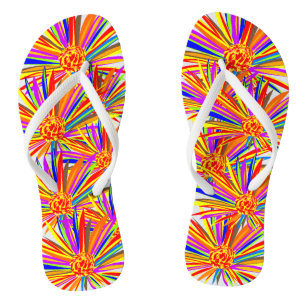 Joli éclat de tongs floraux de couleur