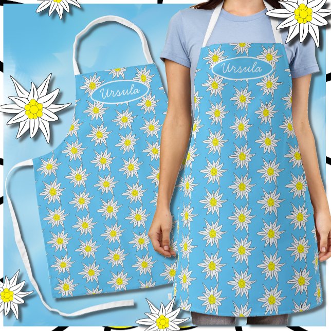 Joli Edelweiss Motif bleu clair tablier (Créateur téléchargé)