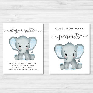 Joli Eléphant Baby Boy Douche Jeu d'affiche