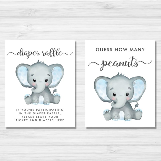 Joli Eléphant Baby Boy Douche Jeu d'affiche (Créateur téléchargé)