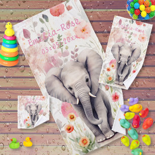 Joli éléphant bébé Pastel Aquarelle Fleur de print