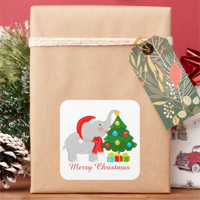 Joli éléphant de Noël ajouter message autocollant (vacances)