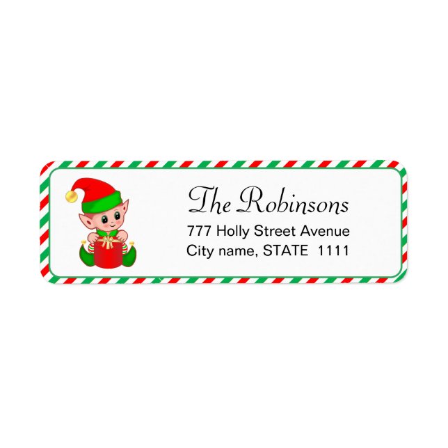 Joli elfe de Noël sur Étiquette blanc (Devant)