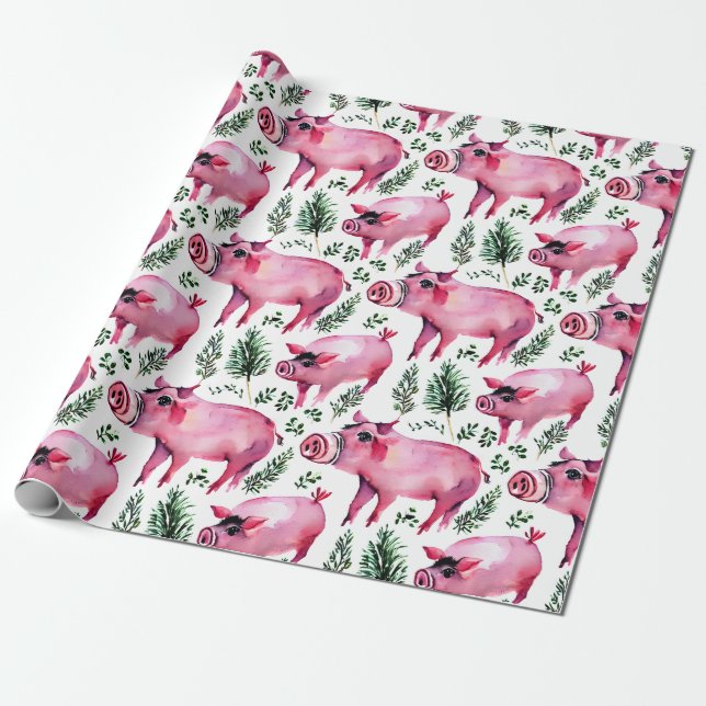 Joli emballage cadeau de Noël de cochon (Déroulé)