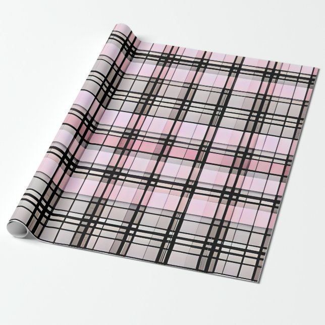 Joli emballage cadeau rose, gris et noir (Déroulé)