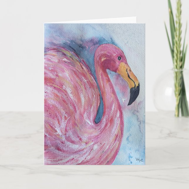 Joli en rose, carte de voeux Flamant rose (Devant)