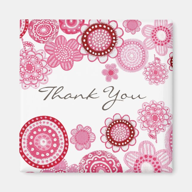 Joli en rose Merci Magnet pour cadeau de mariage (Devant)