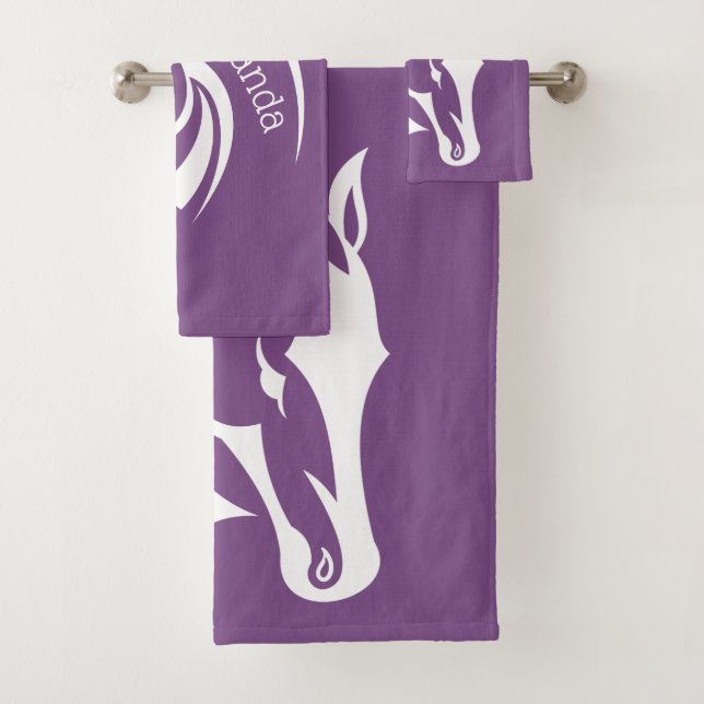 Joli Ensemble de serviettes de bain design Cheval  (En situation)