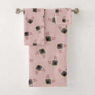 Joli ensemble de serviettes de bain Motif en chat