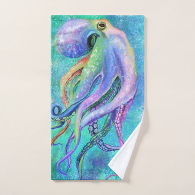 Joli ensemble de serviettes de bain octopus couleu (Serviette à main)