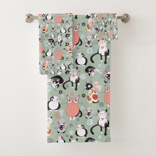 Joli ensemble de serviettes de bain pour chats (En situation)