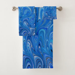 Joli ensemble de serviettes en marbre bleu liquide